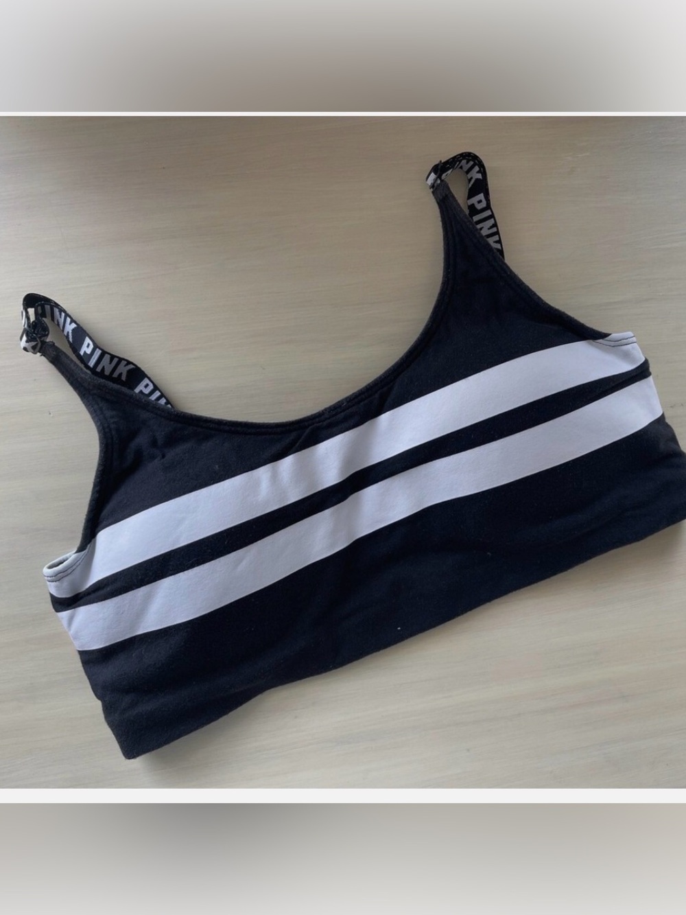 Victoria's Secret PINK Black Bralette with White Stripe Detail size M
